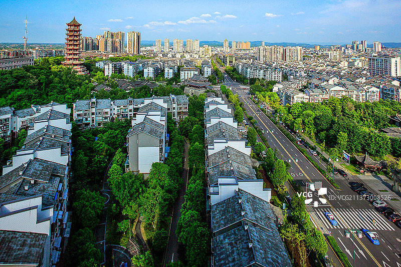 四川省内江市隆昌市城市各种角度景观图片图片素材