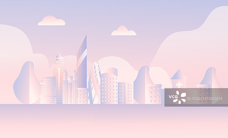 城市风光无人渐变图片素材