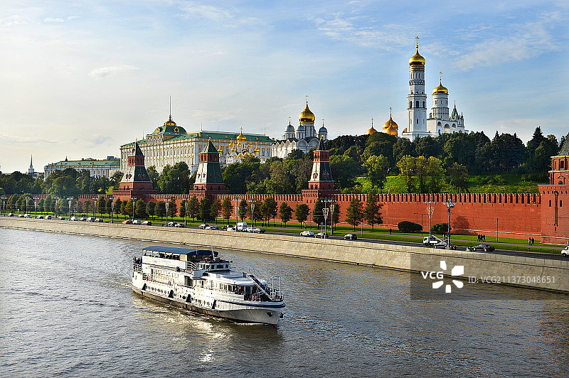 俄罗斯，莫斯科河畔风景。图片素材