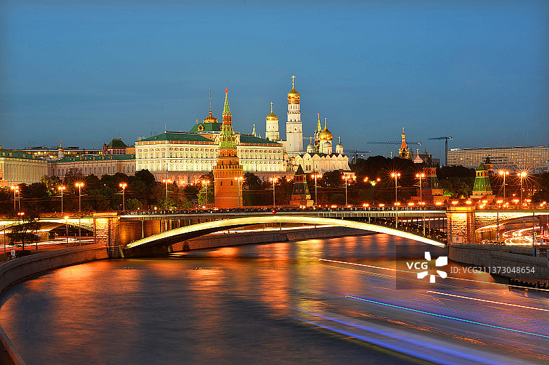 俄罗斯，莫斯科河畔风景。图片素材