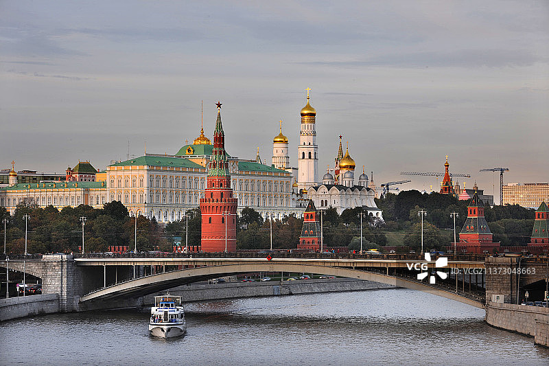 俄罗斯，莫斯科河畔风景。图片素材