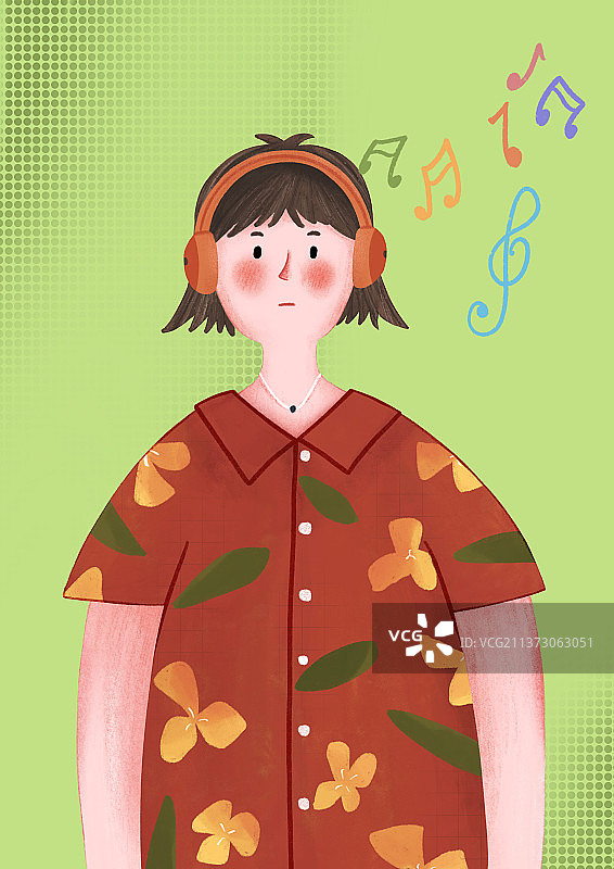 女生听音乐图片素材