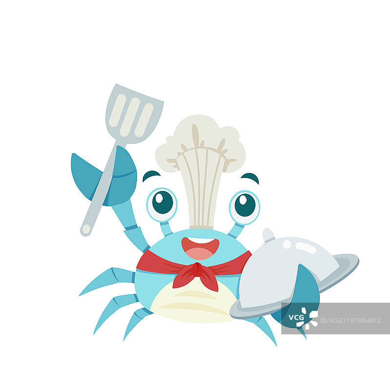 举着铲子的螃蟹厨师图片素材