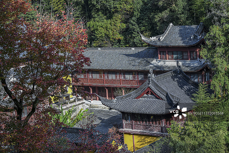 浙江天台山石梁飞瀑图片素材