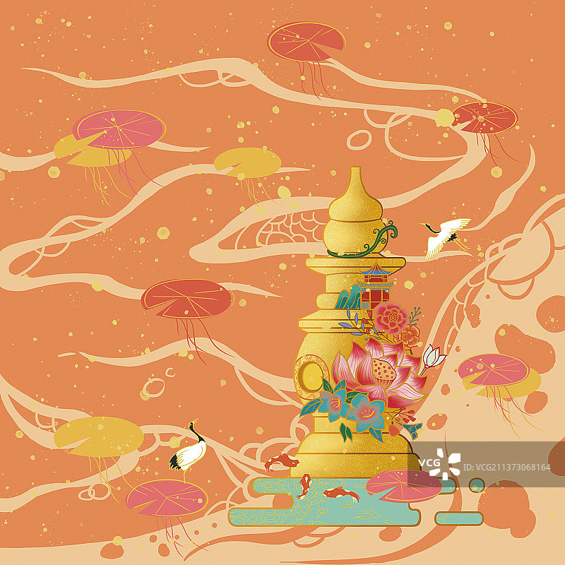 国潮西湖三潭图片素材