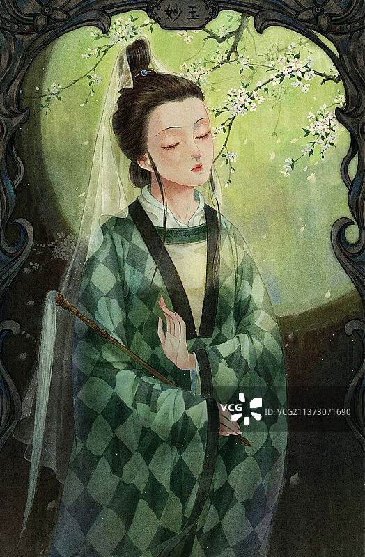 红楼梦金陵十二钗人物古风插画——妙玉图片素材