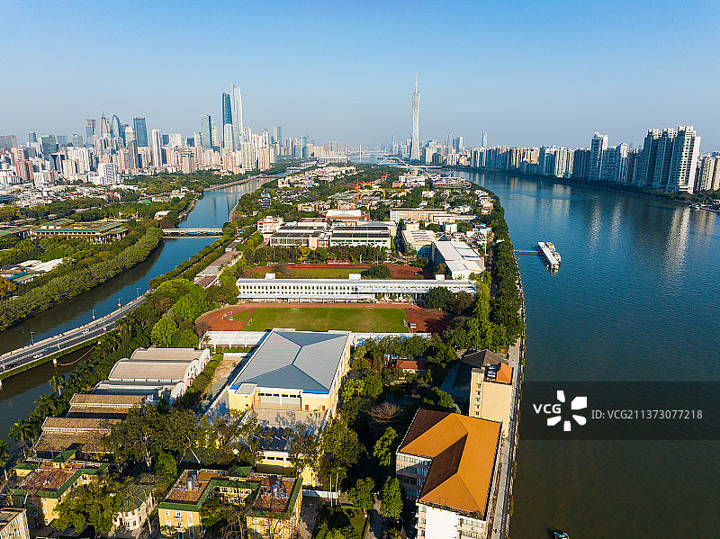 广州二沙岛航拍图片素材