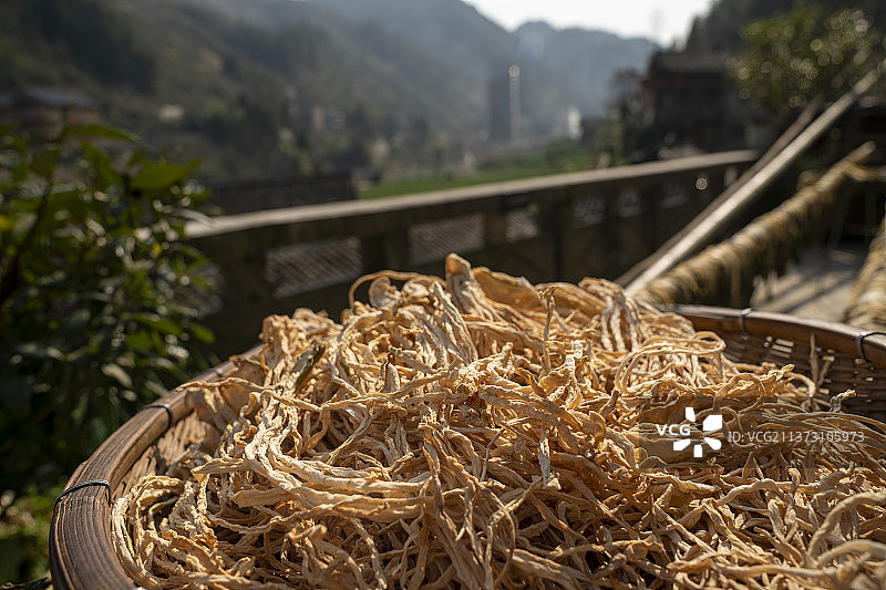 彭家寨土家族吊脚楼的春天图片素材