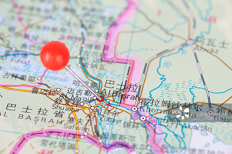 伊拉克城市巴士拉地理位置标注图片素材