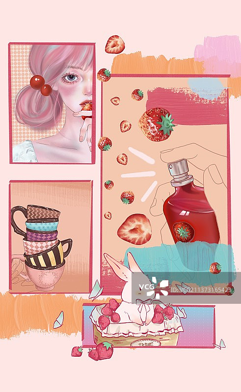 分镜插图＿草莓女孩图片素材