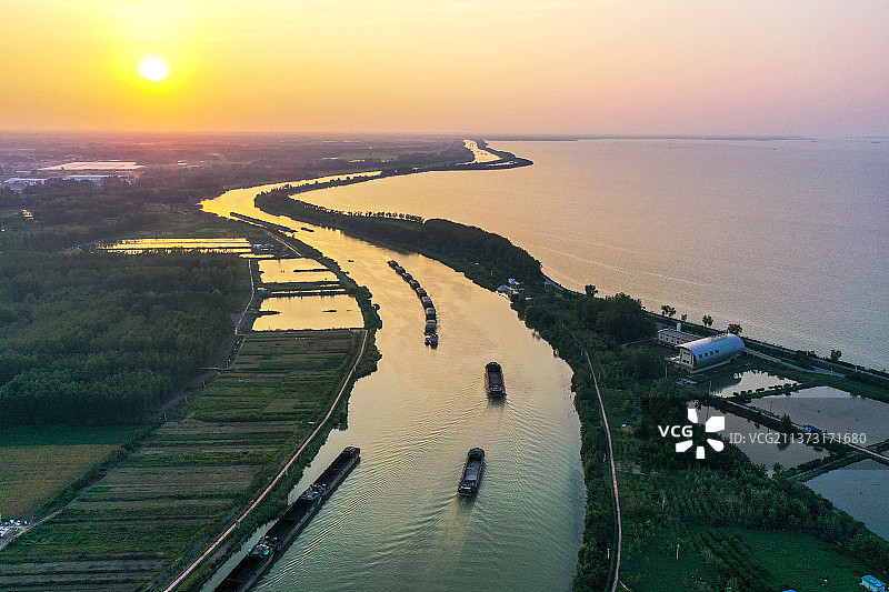 骆马湖畔的大运河+江苏省宿迁市宿城区京杭大运河宿迁段图片素材