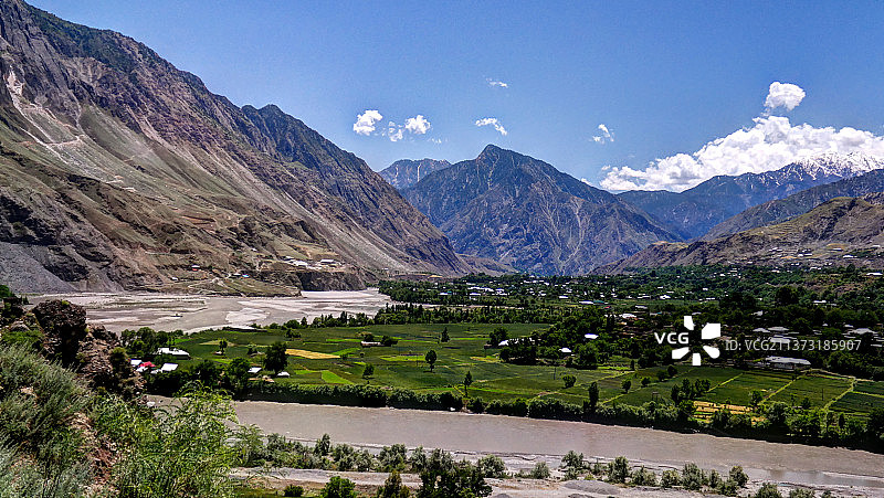 巴基斯坦开伯尔-普赫图赫瓦省的库纳尔河，又名奇特拉尔河或卡马河图片素材