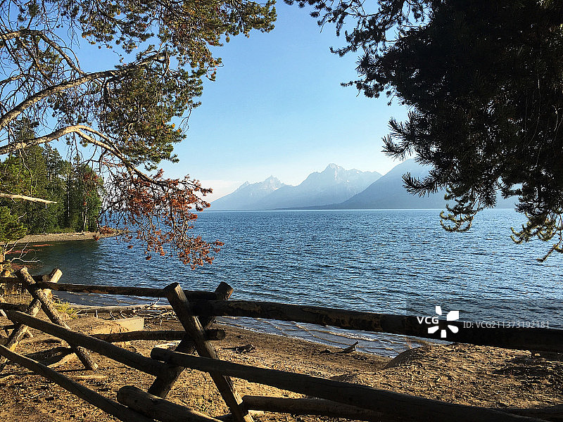 杰克逊湖岸边风光图片素材