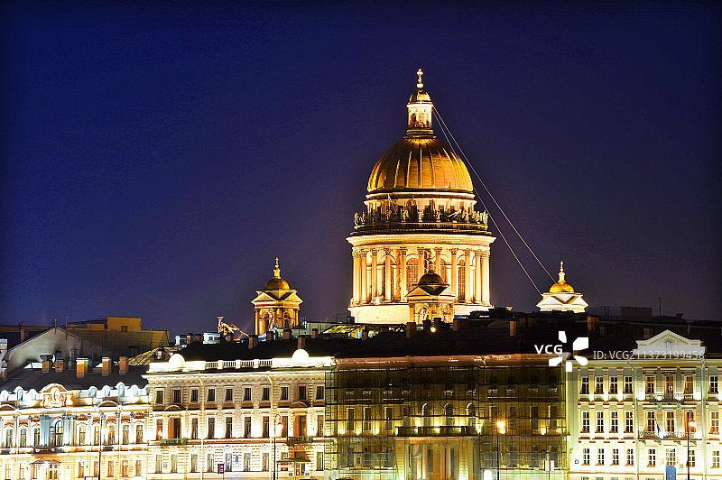 俄罗斯，圣彼得堡夜景。图片素材