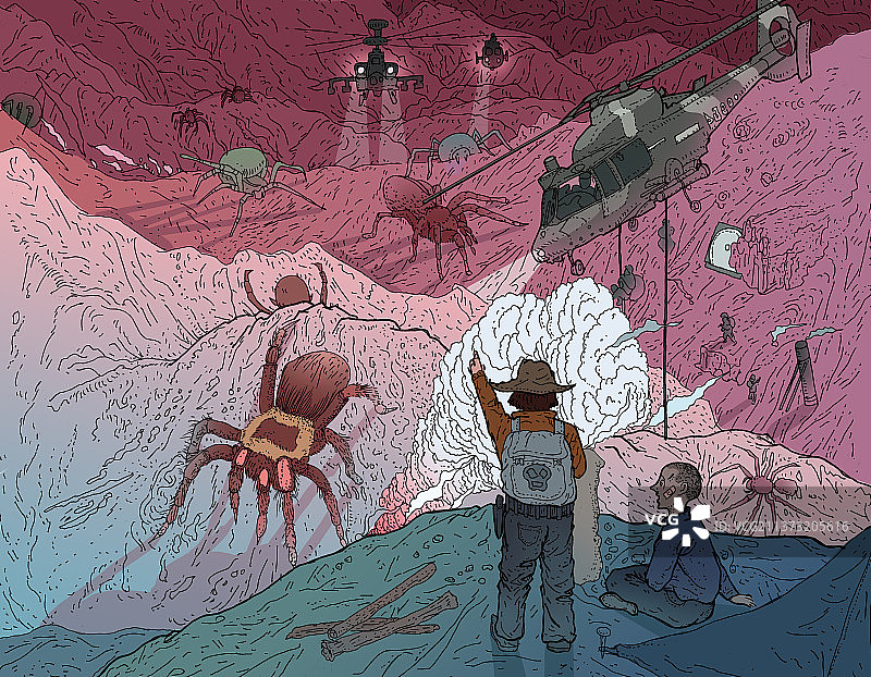 《军队大战蜘蛛》图片素材