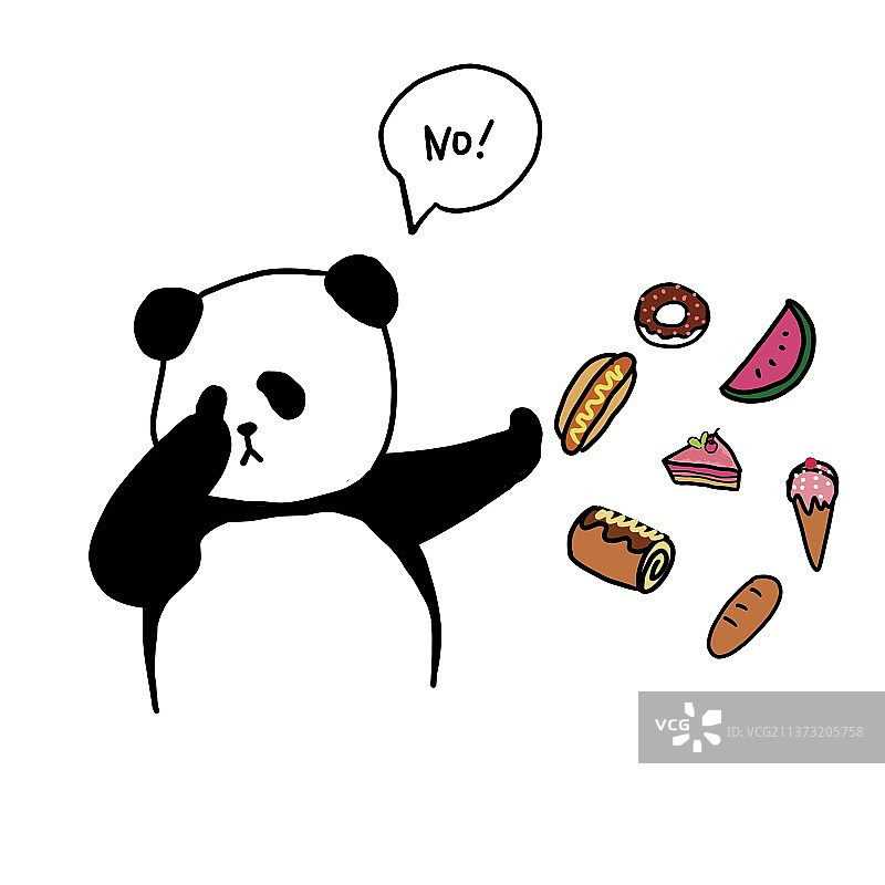 一只熊猫拒绝美食的诱惑图片素材