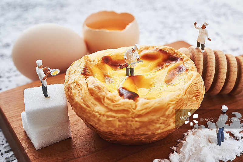 微观摄影葡式蛋挞制作的制作过程图片素材