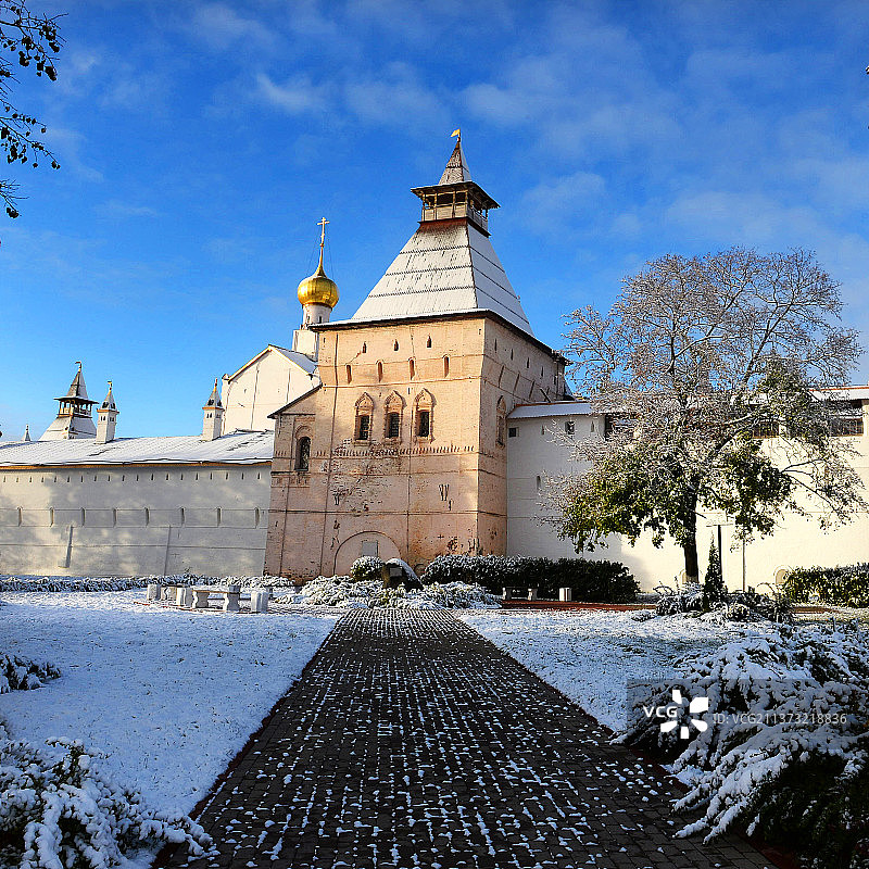 俄罗斯，谢尔盖耶夫雪景。图片素材