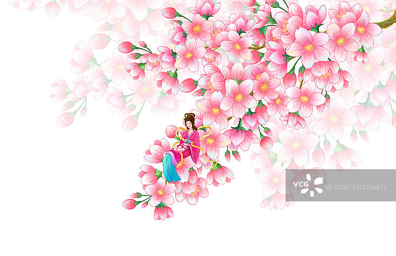 樱花花卉插画图片素材