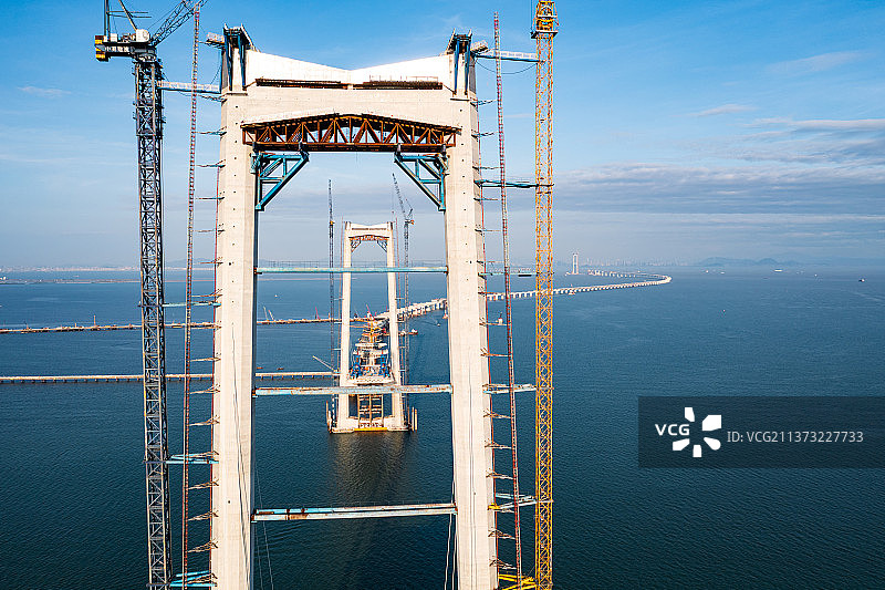 深圳中山跨海大桥 建设中的深中通道2022图片素材