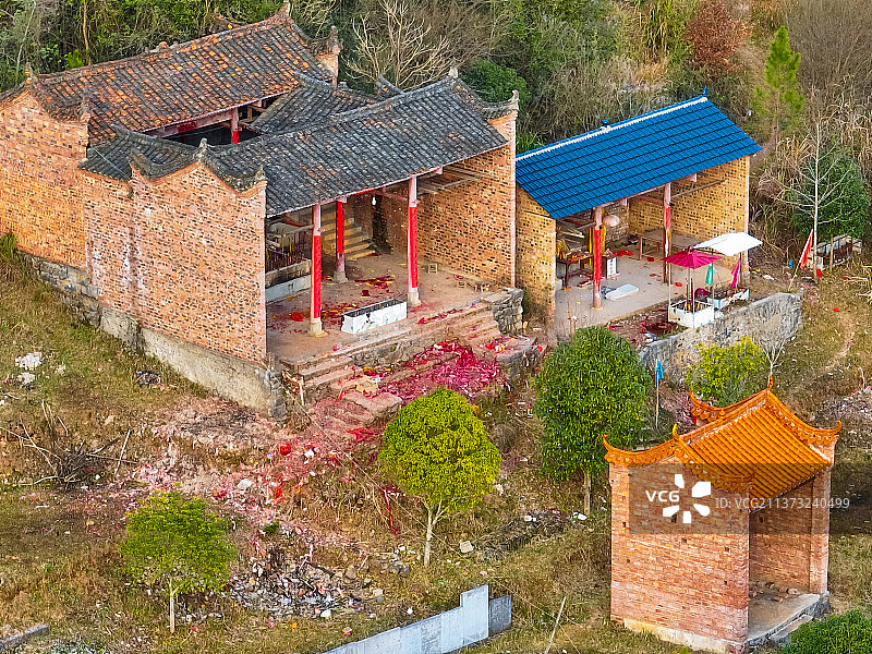 山上的庙宇航拍图片素材