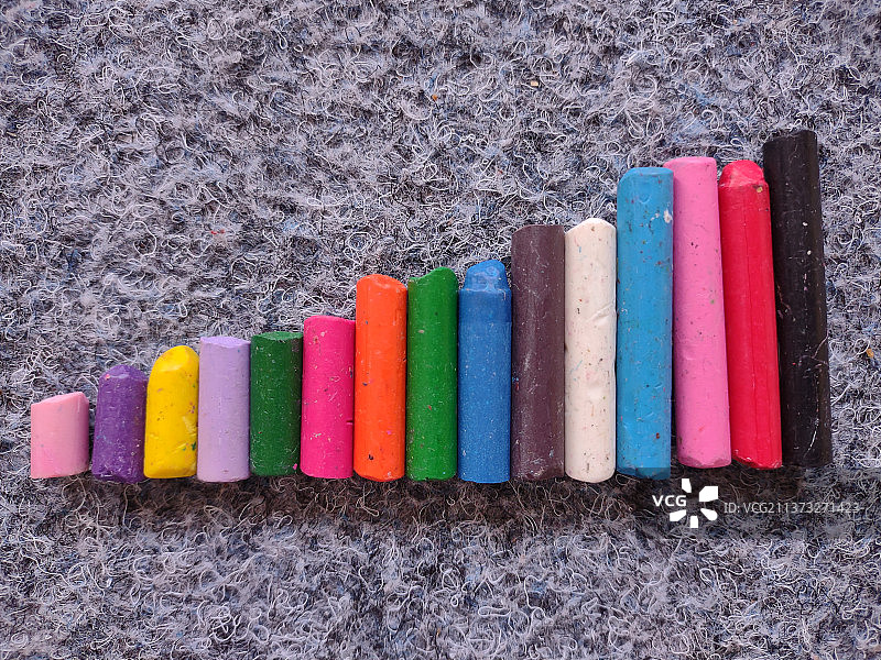 德国桌上彩色蜡笔俯视图图片素材