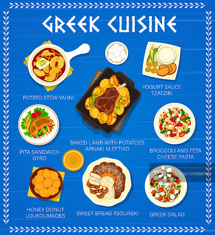 希腊美食菜单图片素材