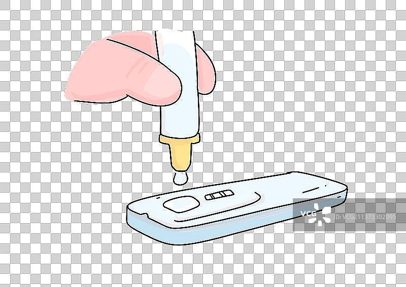 疫情防控漫画元素鼻拭子自测抗原体图片素材