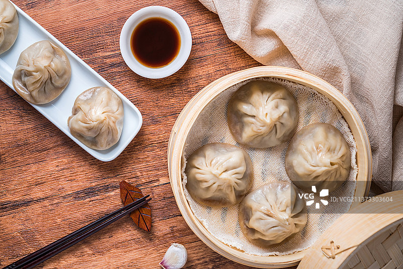 一笼无锡美食鲜肉汤包图片素材
