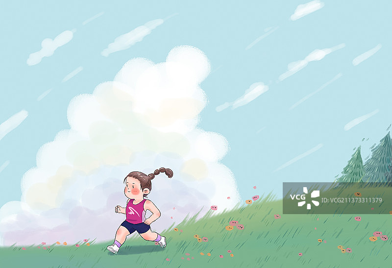 春日长跑图片素材