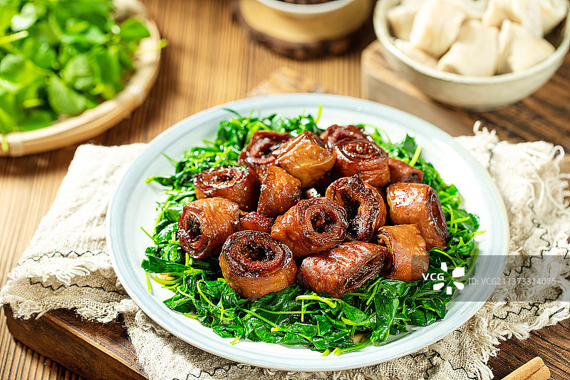 上海特色地方菜草头圈子图片素材