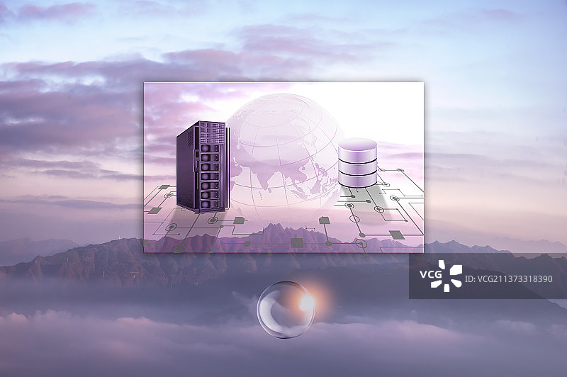 东数西算 大数据 云计算 数字经济 云服务器 科技 未来 山 天空 云海 天际线图片素材