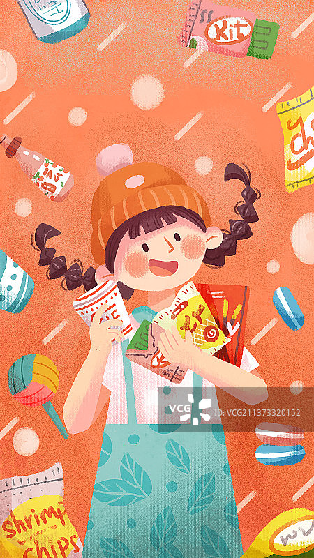 可爱零食女孩图片素材