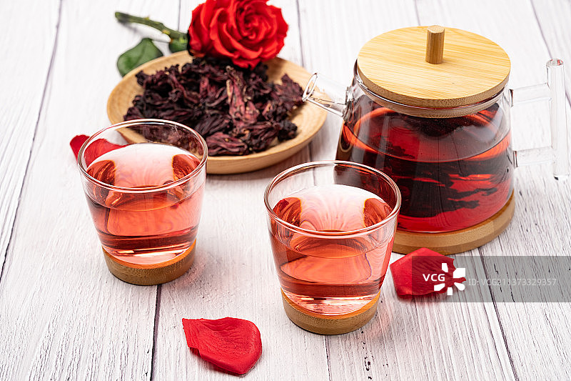 美容养颜花草茶中式玫瑰花玫瑰茄茶图片素材