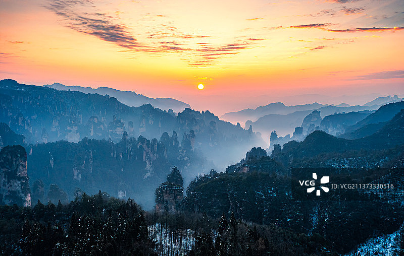 大观台日出图片素材