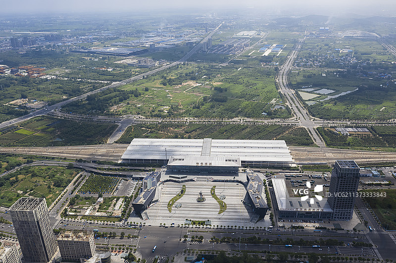 安徽省蚌埠市蚌埠南高铁站无人机航拍图片素材