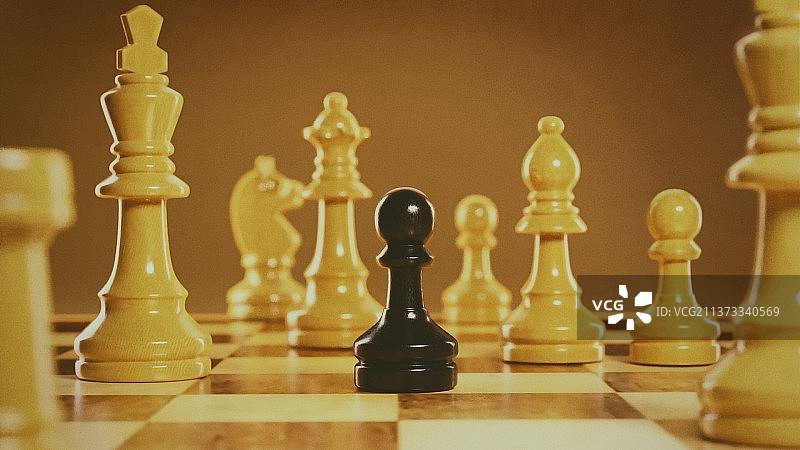 被困的黑色棋子图片素材