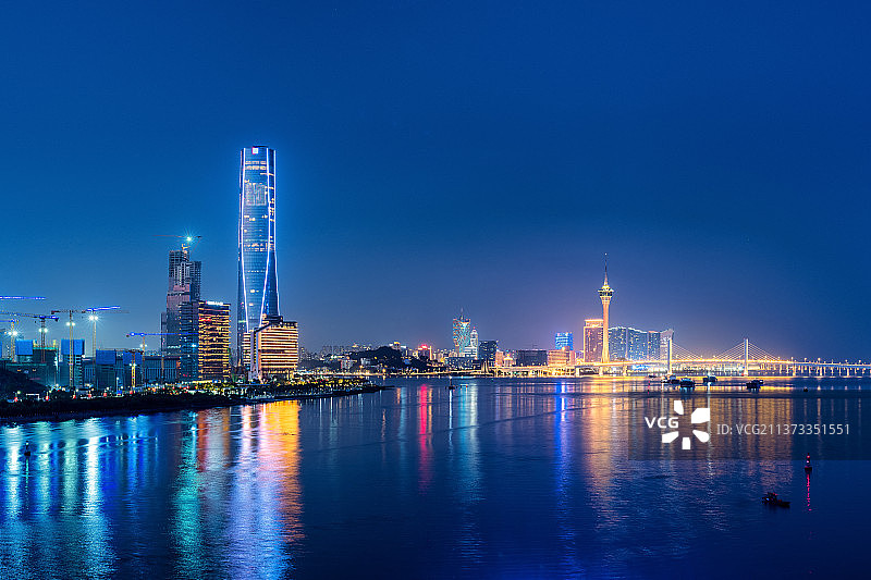 珠海十字门商务区-澳门城市天际线图片素材