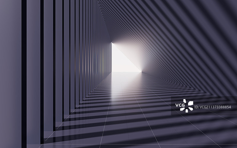 黑色的建筑隧道3D渲染图片素材