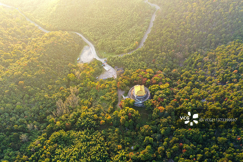 黄昏中的无想寺+江苏省南京市溧水区无想寺森林公园图片素材