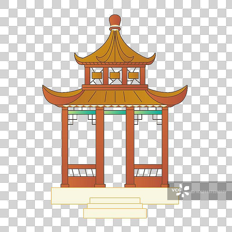 中国传统凉亭矢量插画元素图片素材