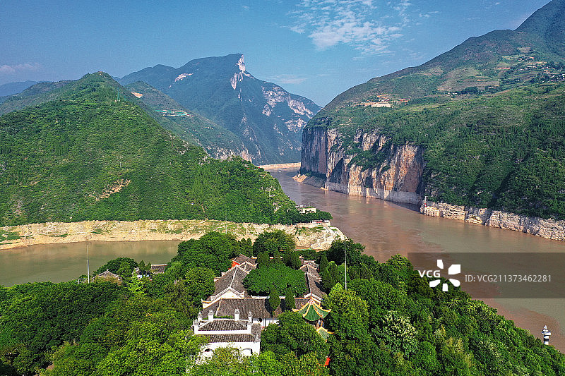 白帝城与瞿塘峡+重庆市奉节县白帝城瞿塘峡风景名胜区图片素材