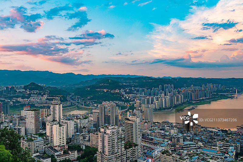 万州晚霞时分风光图片素材