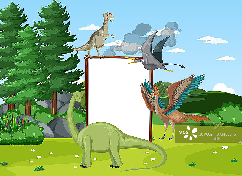 原野中的恐龙场景图片素材