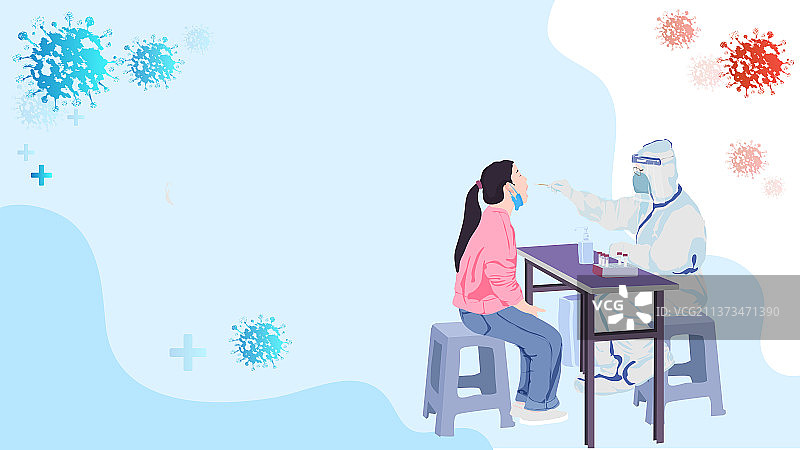 新冠核酸检测采样抗原的插画演示图片素材