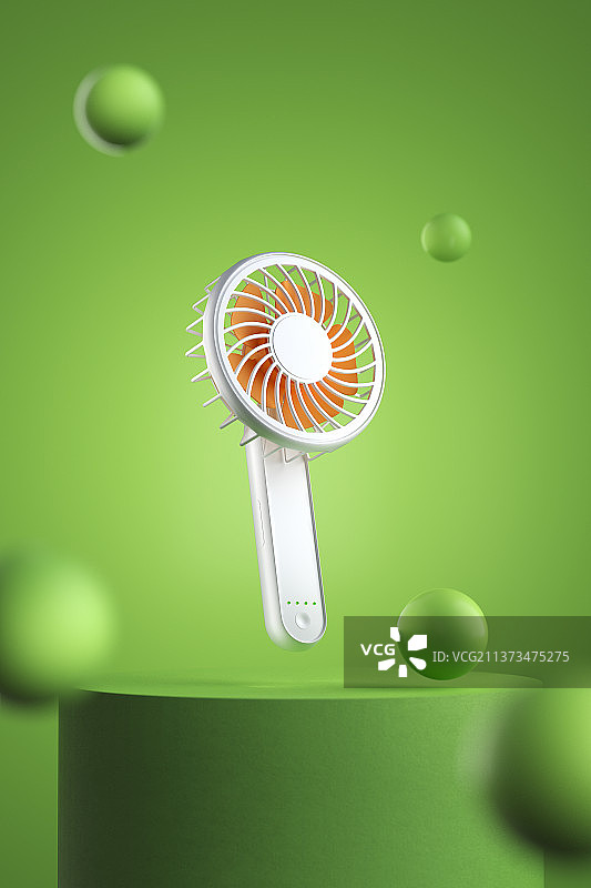 3D渲染抽象设计新颖绿色环保节能的电风扇图片素材