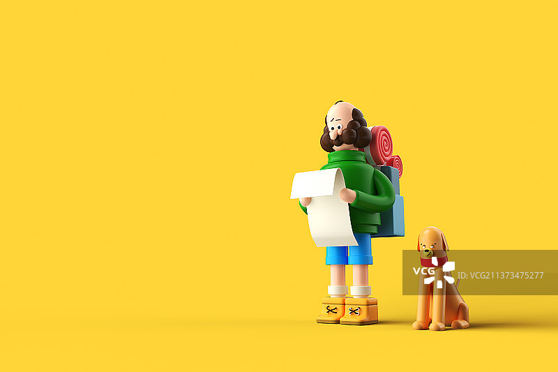 一个男人和他的宠物狗一起去旅行图片素材