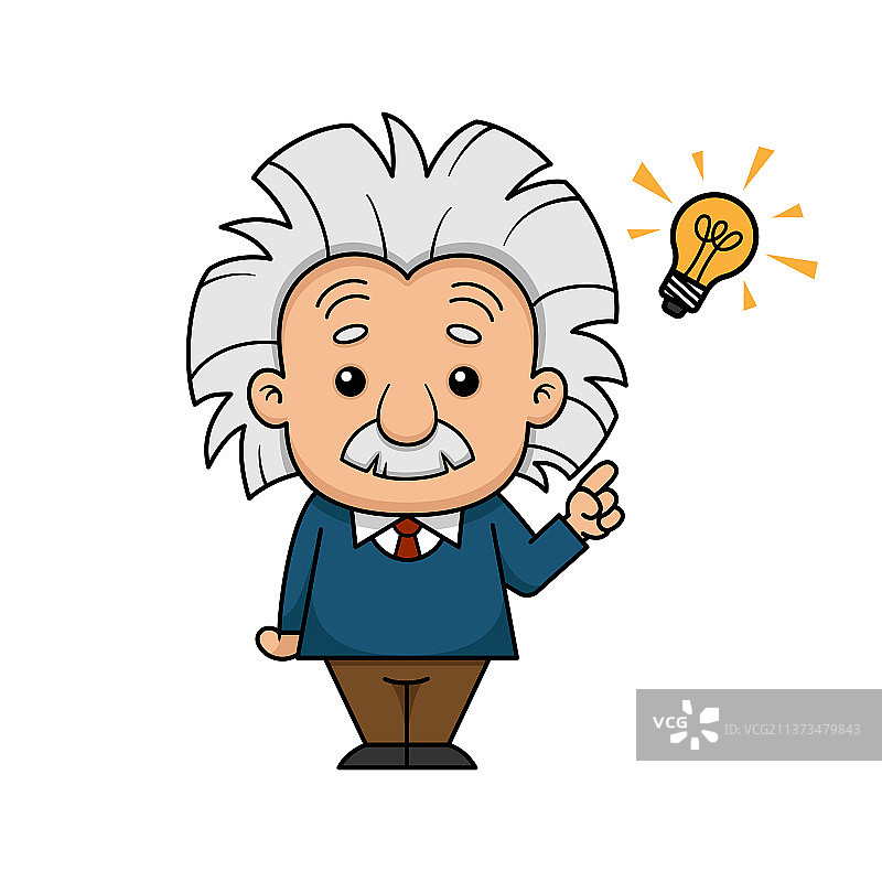 爱因斯坦卡通人物有想法图片素材