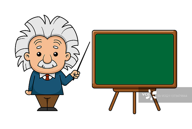 爱因斯坦卡通人物与黑板图片素材
