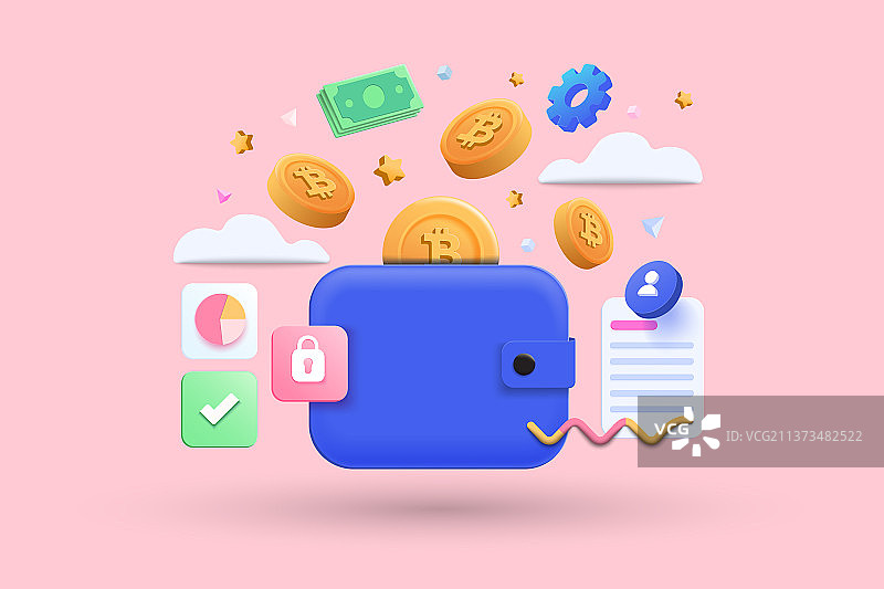 现代加密钱包概念3D图图片素材